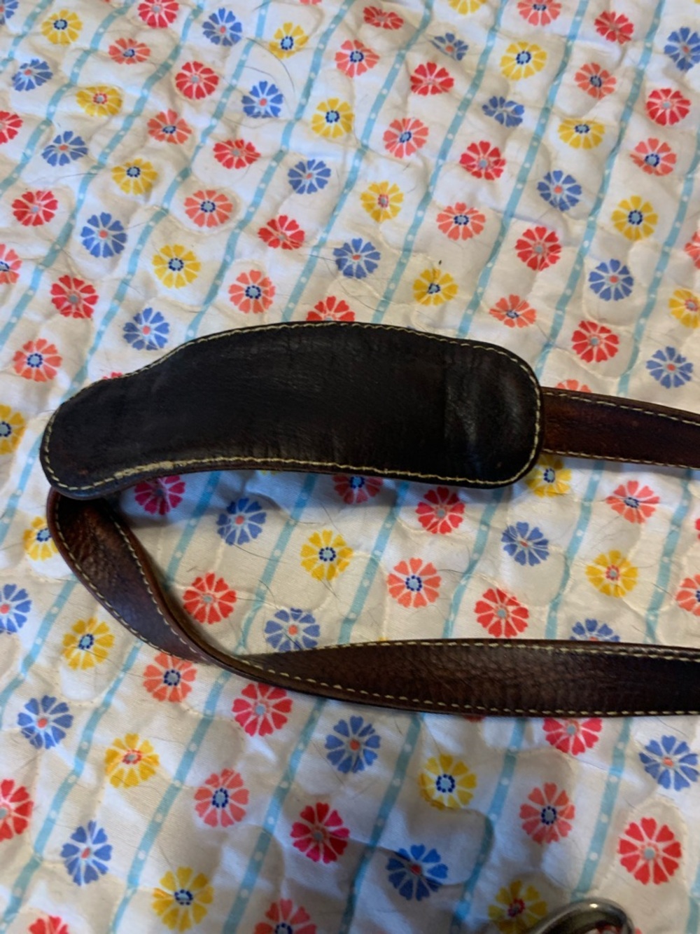 Leather Crossbody Bag with Decorative Stitching - Dark Brown - Picture 10 of 11